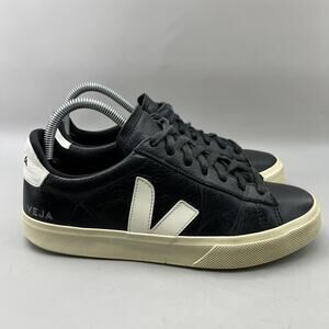 Veja Campo Casual Shoes Mens Size 9 Black White Low Top Leather Comfort Sneakers